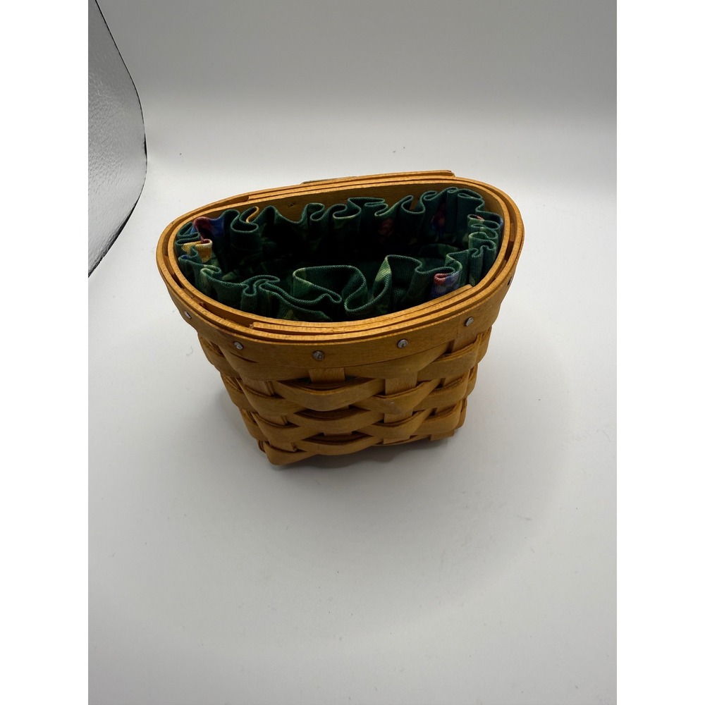 Longaberger Wall Basket Small Brown Excellent 1998 Handwoven Wood Green Liner